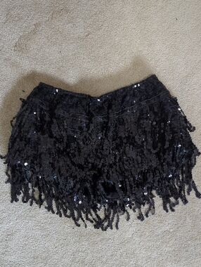 Black Sequin Mini Skirt With Shorts